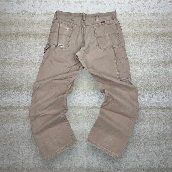 Vintage Wrangler Carpenter Pants Tan Canvas Baggy Fit Dungarees Painters 90s - Picture 2 of 6